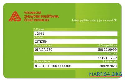 Realistic Republic of Czech health insurance card example
